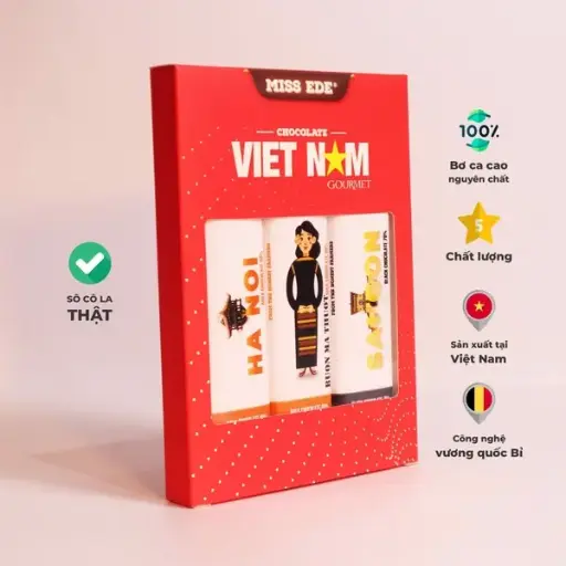 Hộp quà: Sô cô la VIET NAM gourmet - Hộp trung - 90g 